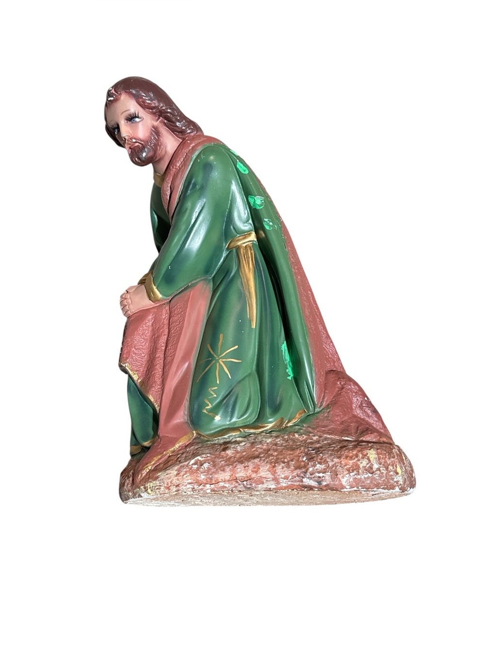 Vintage Large Mid Century Saint Joseph Chalkware Nativity Manger Figurine 15”